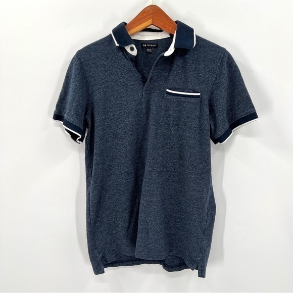 C&A PREMIUM Boy's Blue Two-Tone Short Sleeve Polo Top w/ Pocket Size 13-14Y - Picture 1 of 9